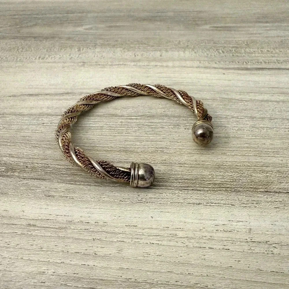 Twisted Mesh and Wire Cuff Bracelet